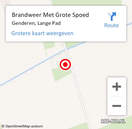 Locatie op kaart van de 112 melding: Brandweer Met Grote Spoed Naar Genderen, Lange Pad op 23 oktober 2022 11:55