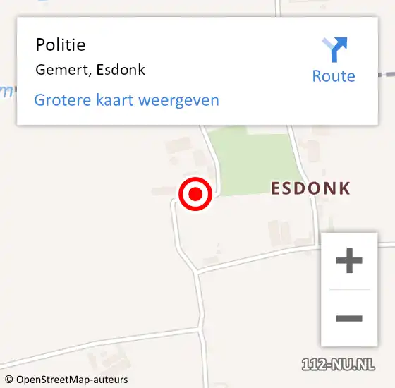 Locatie op kaart van de 112 melding: Politie Gemert, Esdonk op 23 oktober 2022 11:59