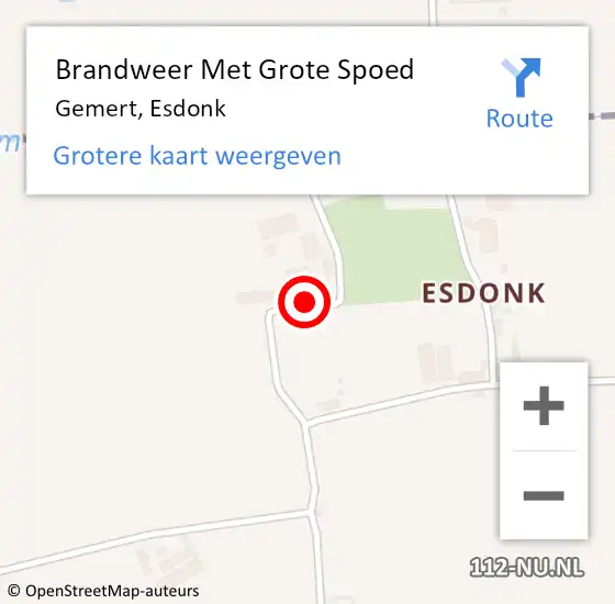 Locatie op kaart van de 112 melding: Brandweer Met Grote Spoed Naar Gemert, Esdonk op 23 oktober 2022 12:01