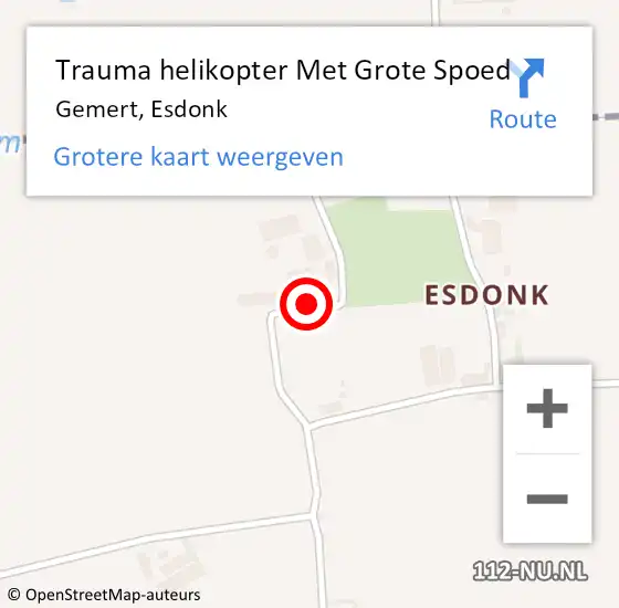 Locatie op kaart van de 112 melding: Trauma helikopter Met Grote Spoed Naar Gemert, Esdonk op 23 oktober 2022 12:02