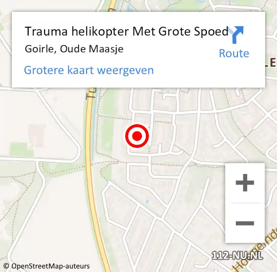 Locatie op kaart van de 112 melding: Trauma helikopter Met Grote Spoed Naar Goirle, Oude Maasje op 23 oktober 2022 12:24