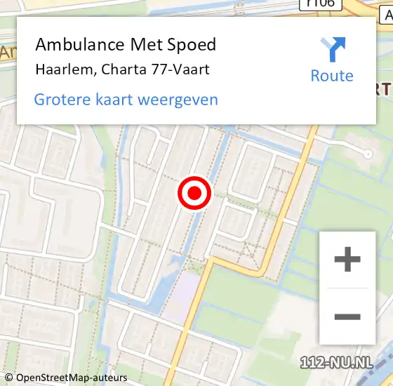 Locatie op kaart van de 112 melding: Ambulance Met Spoed Naar Haarlem, Charta 77-Vaart op 23 oktober 2022 12:25