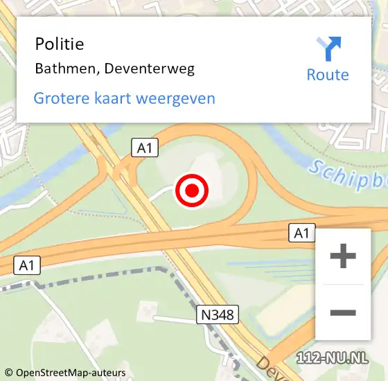 Locatie op kaart van de 112 melding: Politie Bathmen, Deventerweg op 23 oktober 2022 12:37