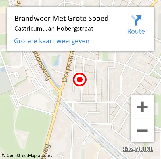 Locatie op kaart van de 112 melding: Brandweer Met Grote Spoed Naar Castricum, Jan Hobergstraat op 23 oktober 2022 12:45