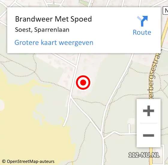 Locatie op kaart van de 112 melding: Brandweer Met Spoed Naar Soest, Sparrenlaan op 23 oktober 2022 12:46