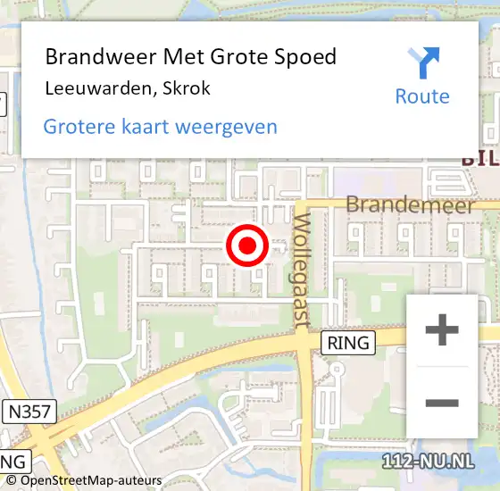 Locatie op kaart van de 112 melding: Brandweer Met Grote Spoed Naar Leeuwarden, Skrok op 2 augustus 2014 14:04