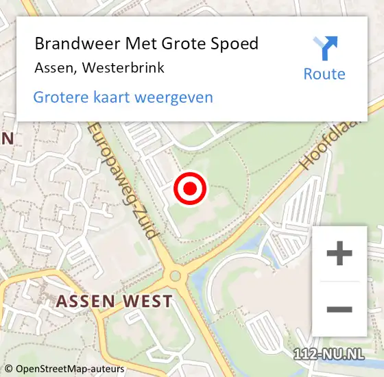 Locatie op kaart van de 112 melding: Brandweer Met Grote Spoed Naar Assen, Westerbrink op 23 oktober 2022 13:08