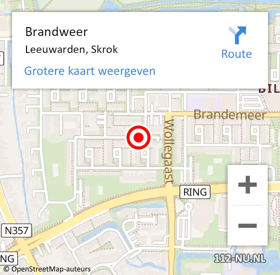 Locatie op kaart van de 112 melding: Brandweer Leeuwarden, Skrok op 2 augustus 2014 14:05