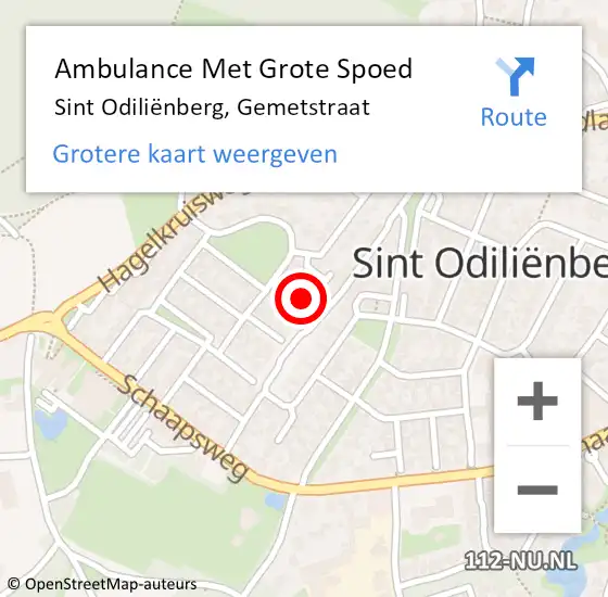 Locatie op kaart van de 112 melding: Ambulance Met Grote Spoed Naar Sint Odiliënberg, Gemetstraat op 23 oktober 2022 13:24