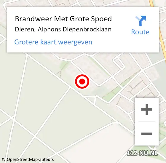 Locatie op kaart van de 112 melding: Brandweer Met Grote Spoed Naar Dieren, Alphons Diepenbrocklaan op 23 oktober 2022 13:31