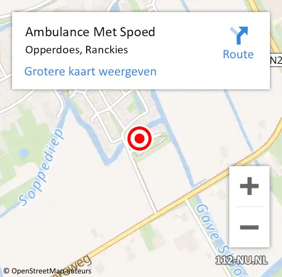 Locatie op kaart van de 112 melding: Ambulance Met Spoed Naar Opperdoes, Ranckies op 23 oktober 2022 13:33