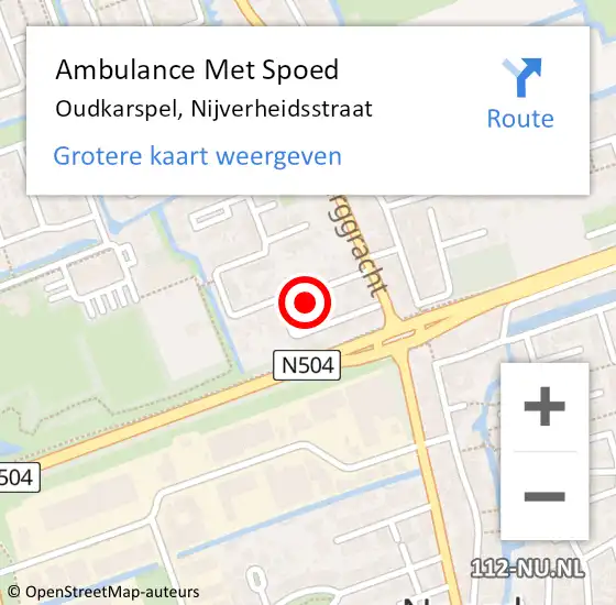 Locatie op kaart van de 112 melding: Ambulance Met Spoed Naar Oudkarspel, Nijverheidsstraat op 23 oktober 2022 13:50