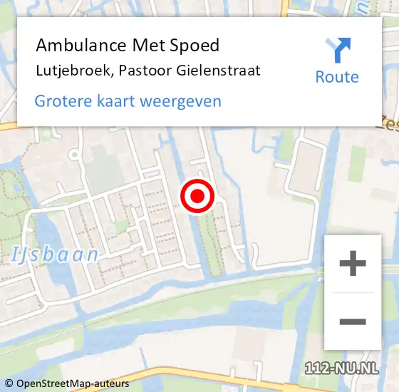 Locatie op kaart van de 112 melding: Ambulance Met Spoed Naar Lutjebroek, Pastoor Gielenstraat op 23 oktober 2022 14:03