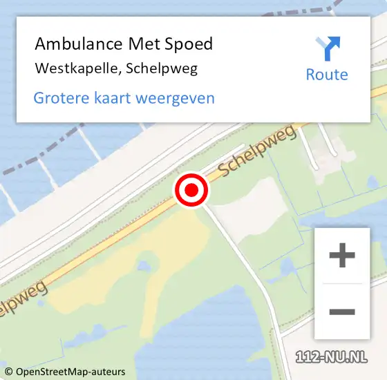 Locatie op kaart van de 112 melding: Ambulance Met Spoed Naar Westkapelle, Schelpweg op 2 augustus 2014 14:15