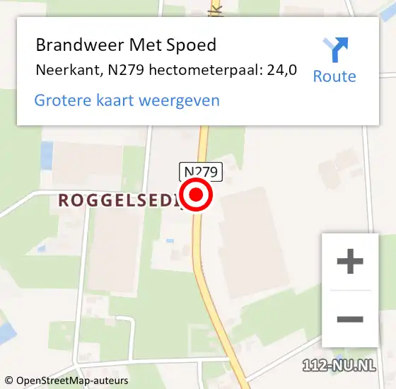 Locatie op kaart van de 112 melding: Brandweer Met Spoed Naar Neerkant, N279 hectometerpaal: 24,0 op 2 augustus 2014 14:18