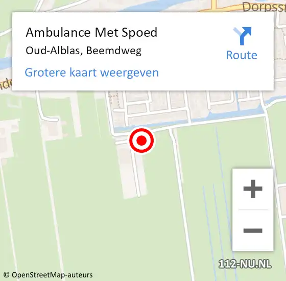 Locatie op kaart van de 112 melding: Ambulance Met Spoed Naar Oud-Alblas, Beemdweg op 23 oktober 2022 15:25