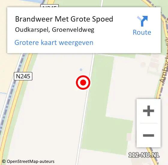 Locatie op kaart van de 112 melding: Brandweer Met Grote Spoed Naar Oudkarspel, Groenveldweg op 23 oktober 2022 15:37