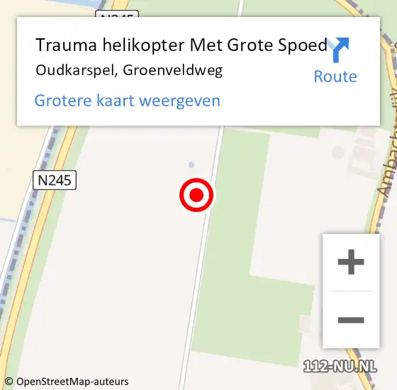 Locatie op kaart van de 112 melding: Trauma helikopter Met Grote Spoed Naar Oudkarspel, Groenveldweg op 23 oktober 2022 15:38