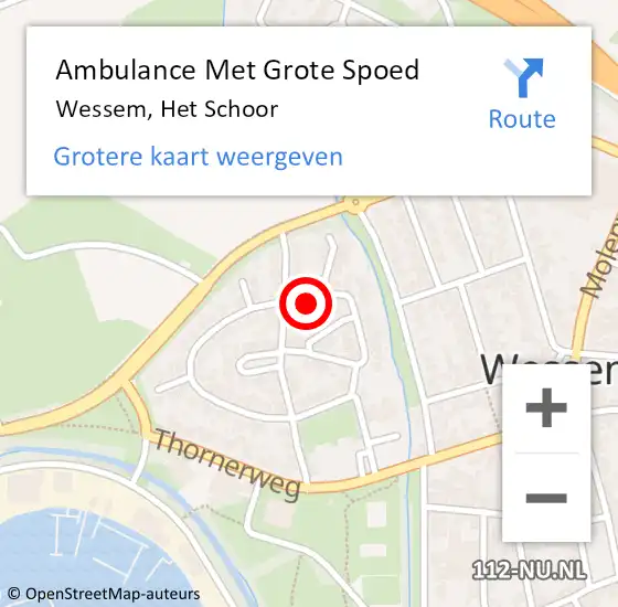 Locatie op kaart van de 112 melding: Ambulance Met Grote Spoed Naar Wessem, Het Schoor op 2 augustus 2014 14:21