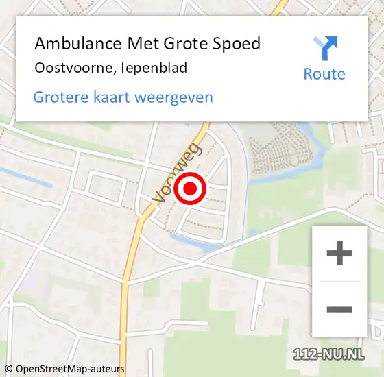 Locatie op kaart van de 112 melding: Ambulance Met Grote Spoed Naar Oostvoorne, Iepenblad op 23 oktober 2022 15:45