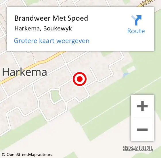 Locatie op kaart van de 112 melding: Brandweer Met Spoed Naar Harkema, Boukewyk op 23 oktober 2022 15:47