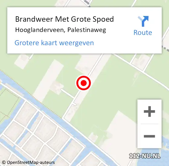 Locatie op kaart van de 112 melding: Brandweer Met Grote Spoed Naar Hooglanderveen, Palestinaweg op 2 augustus 2014 14:21