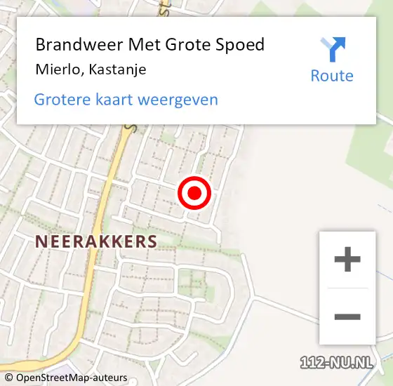 Locatie op kaart van de 112 melding: Brandweer Met Grote Spoed Naar Mierlo, Kastanje op 23 oktober 2022 16:18