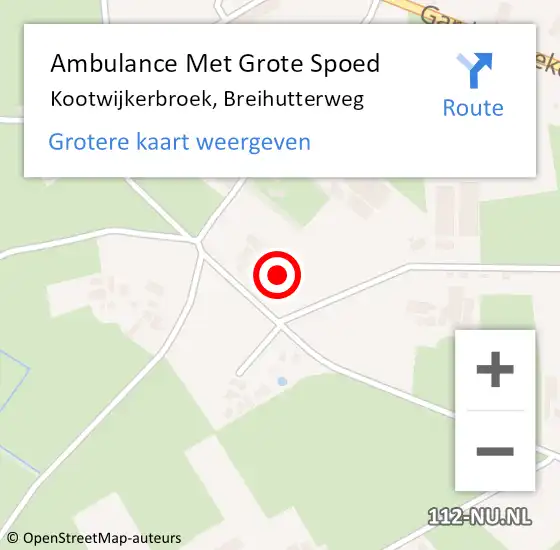 Locatie op kaart van de 112 melding: Ambulance Met Grote Spoed Naar Kootwijkerbroek, Breihutterweg op 23 oktober 2022 16:33