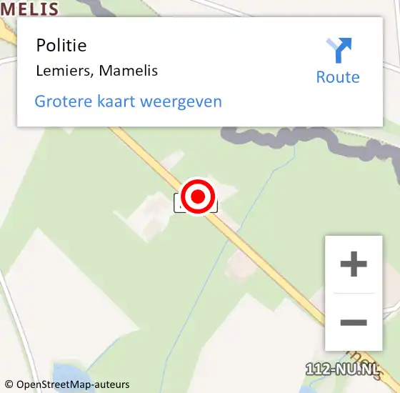 Locatie op kaart van de 112 melding: Politie Lemiers, Mamelis op 23 oktober 2022 16:43
