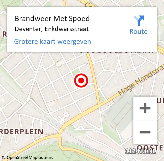 Locatie op kaart van de 112 melding: Brandweer Met Spoed Naar Deventer, Enkdwarsstraat op 23 oktober 2022 16:48