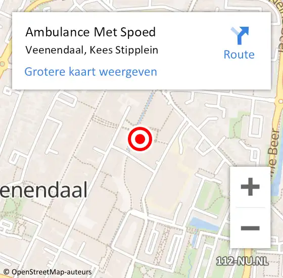 Locatie op kaart van de 112 melding: Ambulance Met Spoed Naar Veenendaal, Kees Stipplein op 23 oktober 2022 17:01