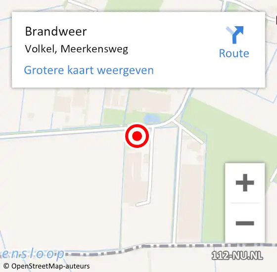 Locatie op kaart van de 112 melding: Brandweer Volkel, Meerkensweg op 23 oktober 2022 17:02