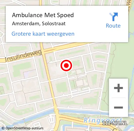 Locatie op kaart van de 112 melding: Ambulance Met Spoed Naar Amsterdam, Solostraat op 23 oktober 2022 17:05