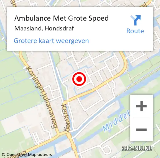 Locatie op kaart van de 112 melding: Ambulance Met Grote Spoed Naar Maasland, Hondsdraf op 23 oktober 2022 17:10