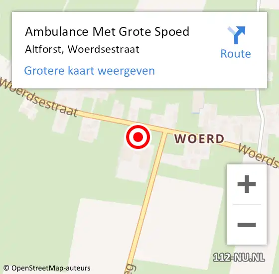 Locatie op kaart van de 112 melding: Ambulance Met Grote Spoed Naar Altforst, Woerdsestraat op 23 oktober 2022 18:03