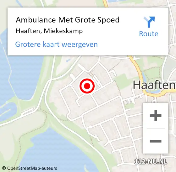 Locatie op kaart van de 112 melding: Ambulance Met Grote Spoed Naar Haaften, Miekeskamp op 23 oktober 2022 18:05