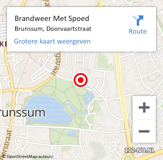 Locatie op kaart van de 112 melding: Brandweer Met Spoed Naar Brunssum, Doorvaartstraat op 23 oktober 2022 18:13