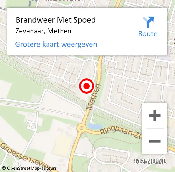 Locatie op kaart van de 112 melding: Brandweer Met Spoed Naar Zevenaar, Methen op 23 oktober 2022 18:26