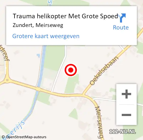 Locatie op kaart van de 112 melding: Trauma helikopter Met Grote Spoed Naar Zundert, Meirseweg op 23 oktober 2022 19:03