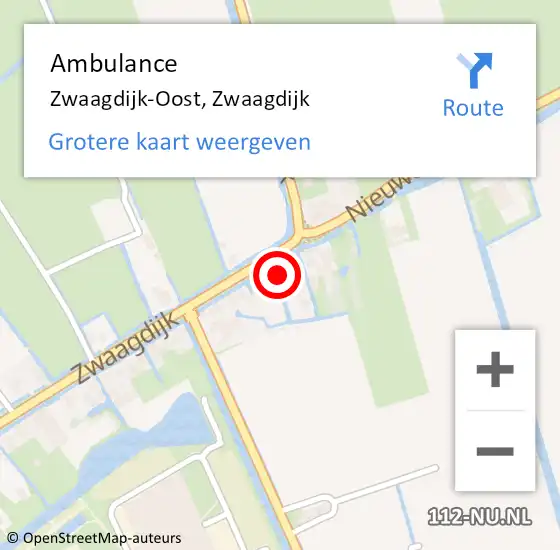 Locatie op kaart van de 112 melding: Ambulance Zwaagdijk-Oost, Zwaagdijk op 23 oktober 2022 19:10