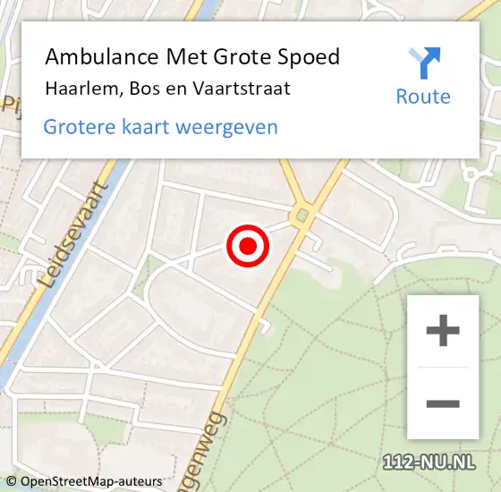 Locatie op kaart van de 112 melding: Ambulance Met Grote Spoed Naar Haarlem, Bos en Vaartstraat op 23 oktober 2022 19:19