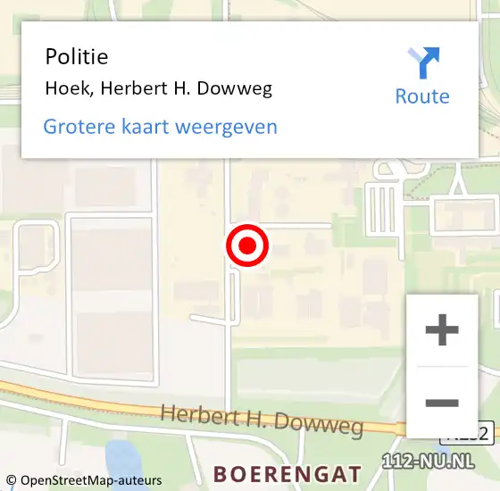 Locatie op kaart van de 112 melding: Politie Hoek, Herbert H. Dowweg op 23 oktober 2022 19:25