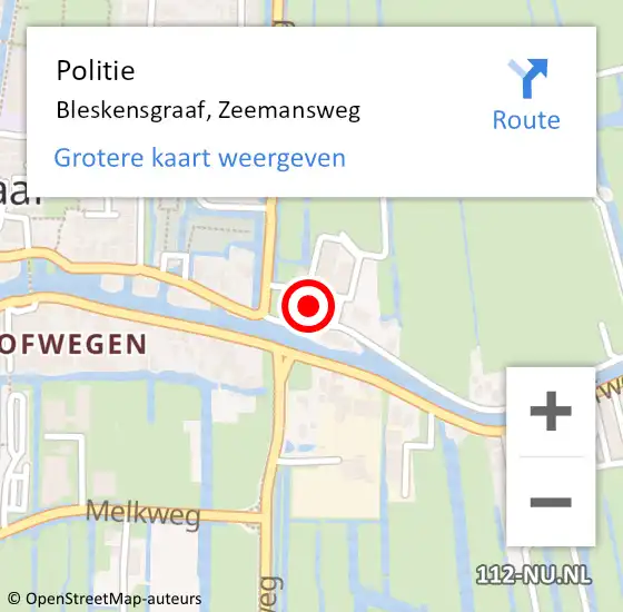 Locatie op kaart van de 112 melding: Politie Bleskensgraaf, Zeemansweg op 23 oktober 2022 19:33