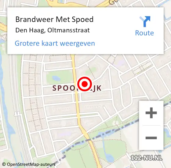 Locatie op kaart van de 112 melding: Brandweer Met Spoed Naar Den Haag, Oltmansstraat op 23 oktober 2022 19:40