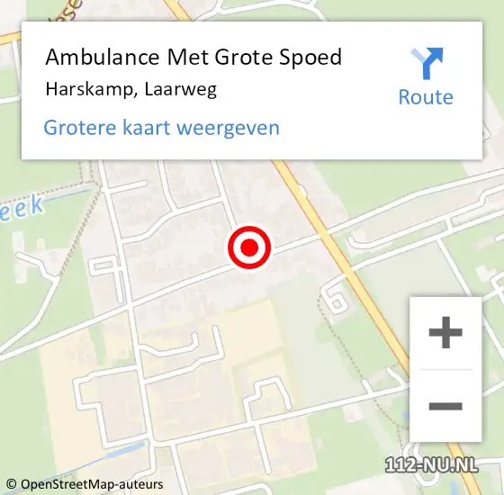 Locatie op kaart van de 112 melding: Ambulance Met Grote Spoed Naar Harskamp, Laarweg op 23 oktober 2022 19:43