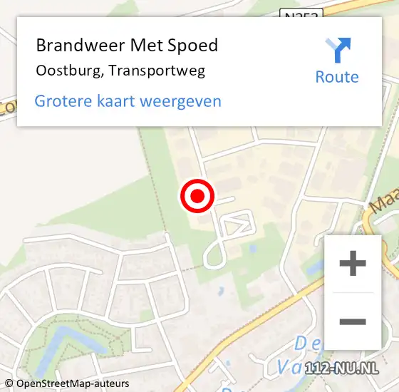 Locatie op kaart van de 112 melding: Brandweer Met Spoed Naar Oostburg, Transportweg op 23 oktober 2022 19:55