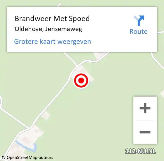 Locatie op kaart van de 112 melding: Brandweer Met Spoed Naar Oldehove, Jensemaweg op 2 augustus 2014 14:52