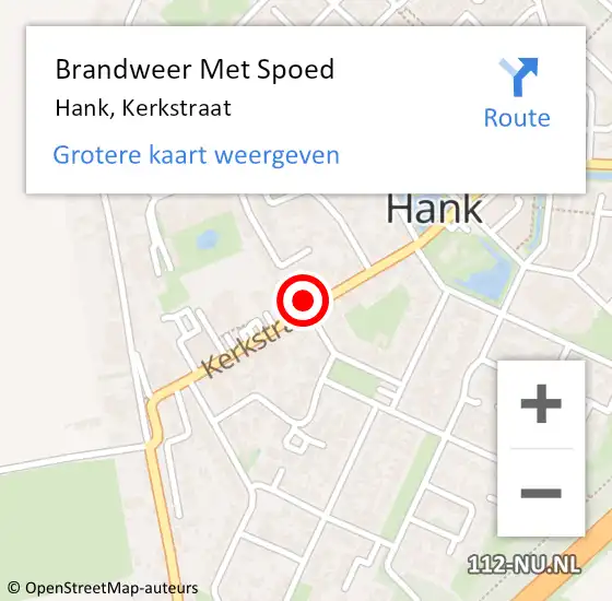 Locatie op kaart van de 112 melding: Brandweer Met Spoed Naar Hank, Kerkstraat op 23 oktober 2022 20:13