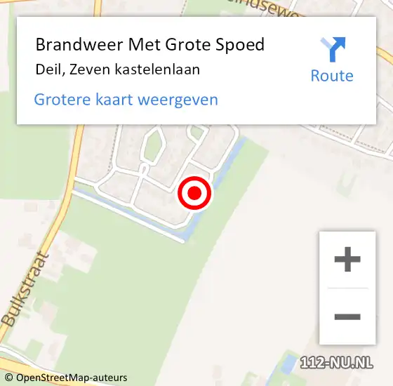 Locatie op kaart van de 112 melding: Brandweer Met Grote Spoed Naar Deil, Zeven kastelenlaan op 23 oktober 2022 20:14