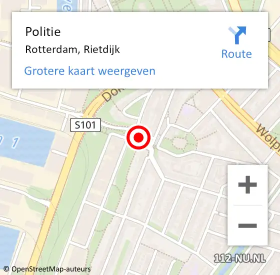 Locatie op kaart van de 112 melding: Politie Rotterdam, Rietdijk op 23 oktober 2022 20:35